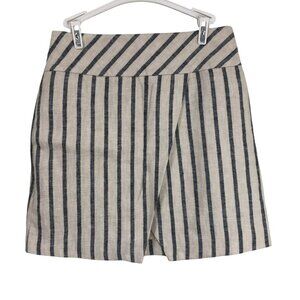 J.Crew SKIRT Pencil Striped Twill 100% Linen Diagonal Pattern Size 2 Womens